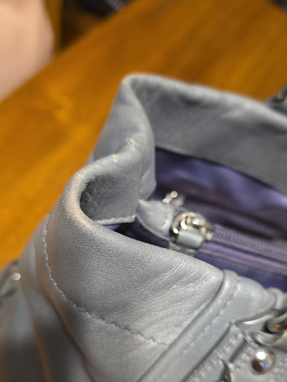 Coach Ashley ruched grey leather satchel handbag, model number F17571 - Picture 15 of 16